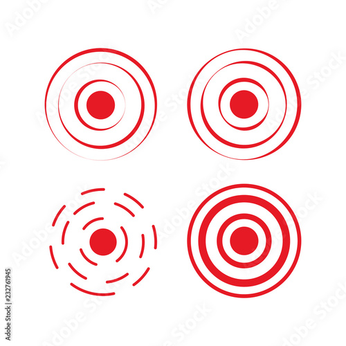 Pain red rings to mark. icon pain. Aim health icon pain
