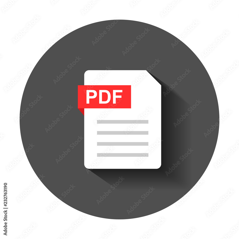 Pdf document note icon in flat style. Paper sheet vector illustration with  long shadow. Pdf notepad document business concept. Stock Vector | Adobe  Stock