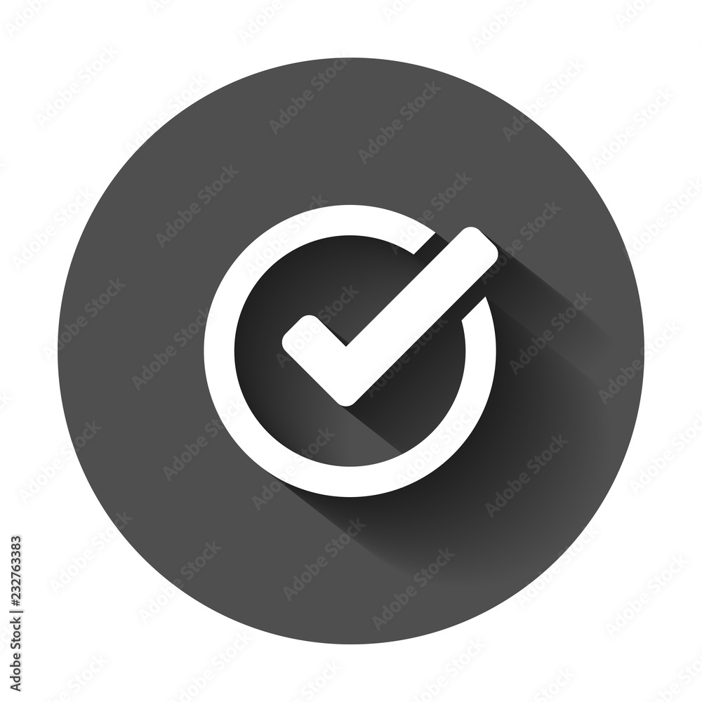 Check mark icon in flat style. Ok, accept vector illustration with long shadow. Tick business concept. Check mark icon in flat style. Ok, accept vector illustration with long shadow. Tick business concept.