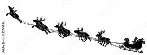 Composition of  Santa and his reindeer on transparent background