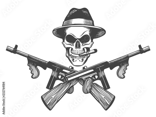 Gangster Skull Illustration
