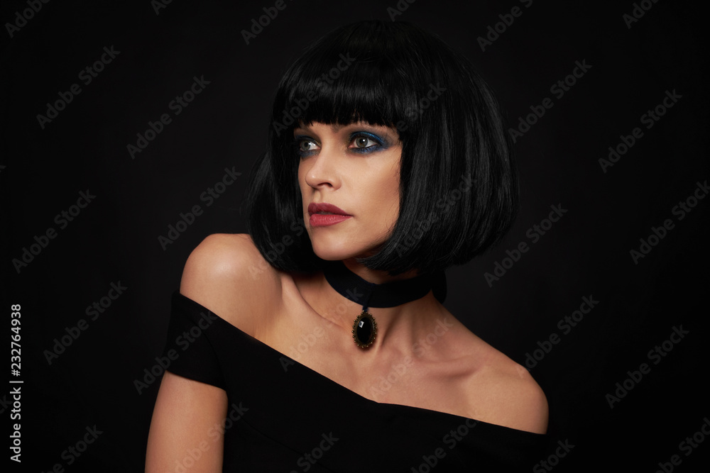 Beautiful brunette woman with kare hairstyle Beautiful brunette woman with kare hairstyle