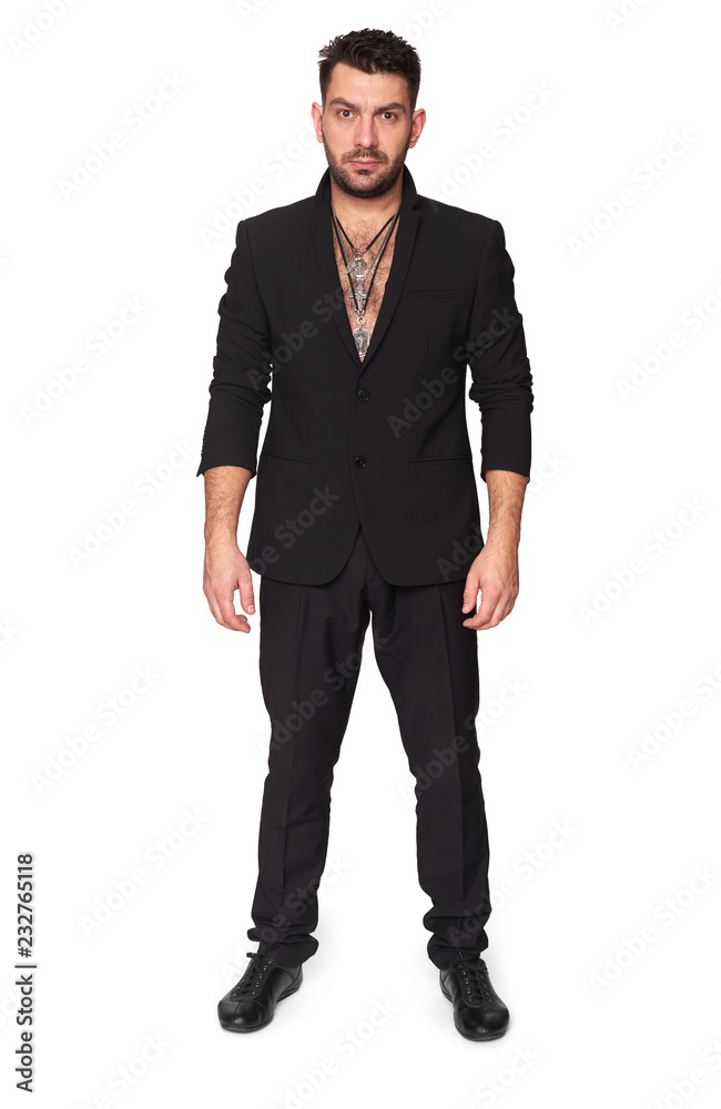 Full body portrait of a trendy bearded man. Isolated Full body portrait of a trendy bearded man. Isolated