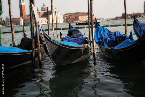 Pack of still Gondola Boats in Venice © Gargi