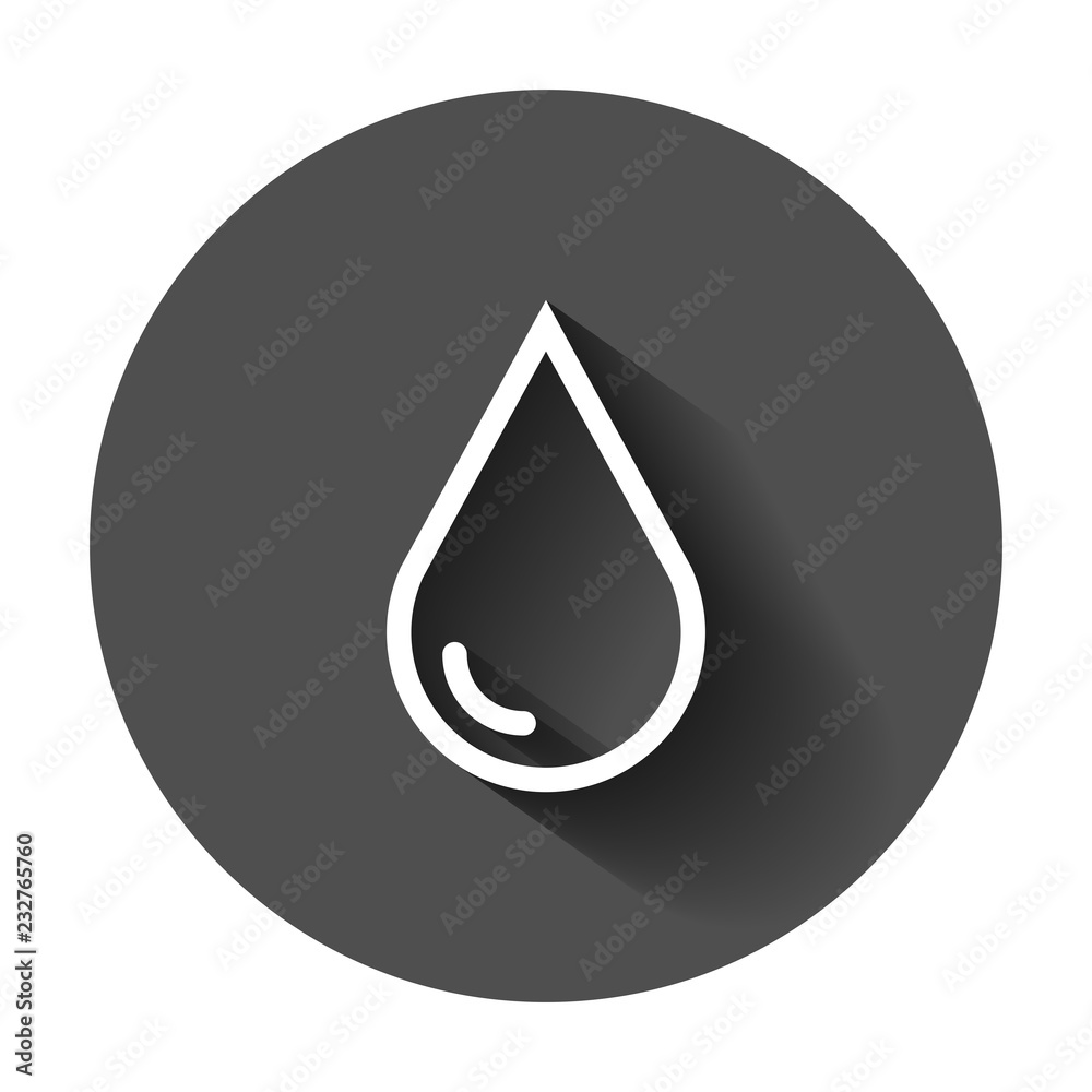 Water drop icon in flat style. Raindrop vector illustration with long shadow. Droplet water blob business concept. Water drop icon in flat style. Raindrop vector illustration with long shadow. Droplet water blob business concept.