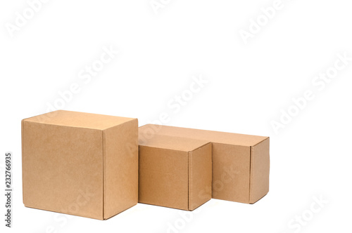 Cardboard boxes for goods on a white background. Different size. Isolated on white background. © andreyphoto63
