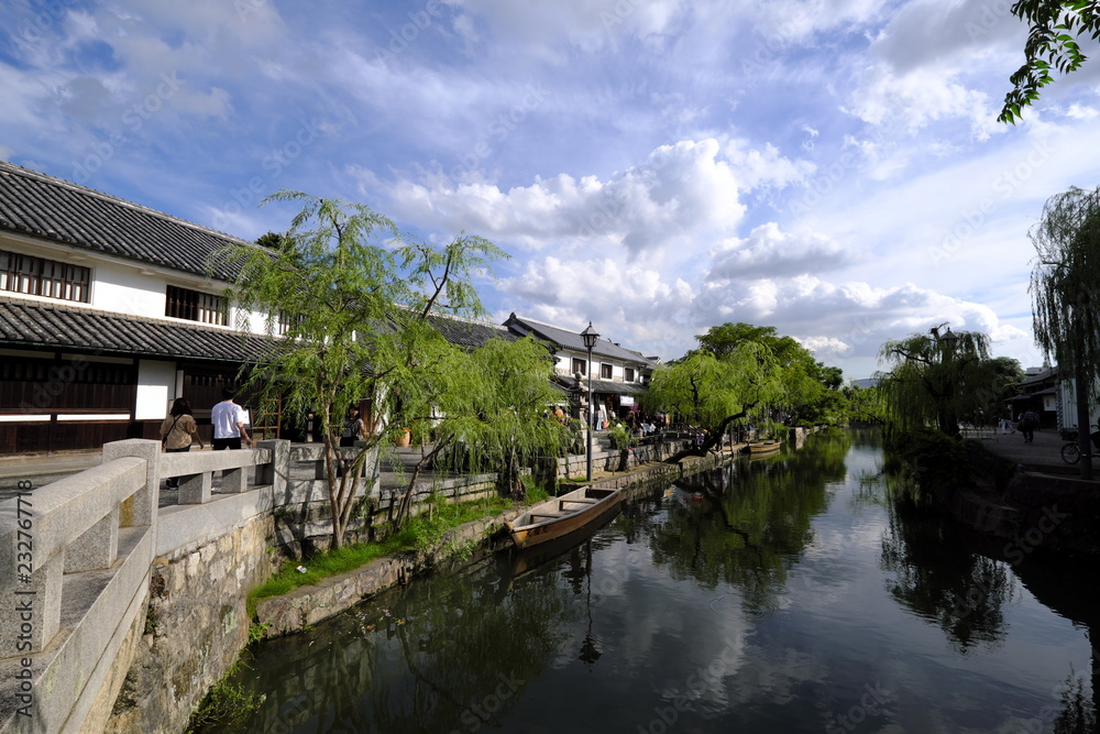 倉敷美観地区と倉敷川風景