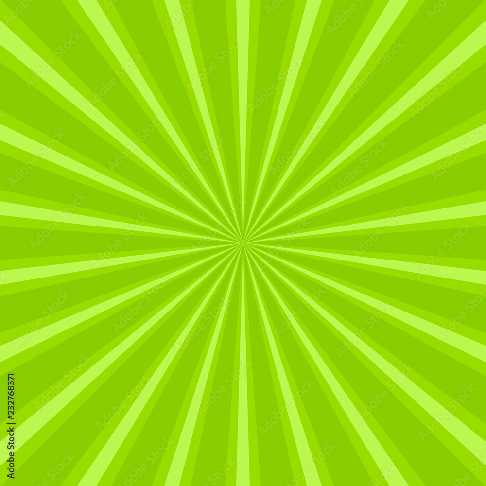 Sunlight abstract background. Green color burst background. Vector illustration. Sun beam ray sunburst