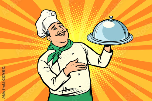 chef with tray with lid