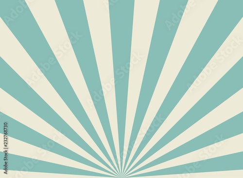 Sunlight wide retro faded background. Pale green and beige color burst background.