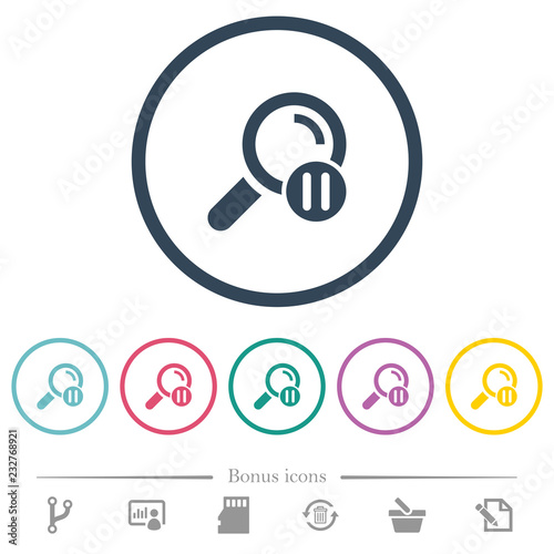 Pause search flat color icons in round outlines photo