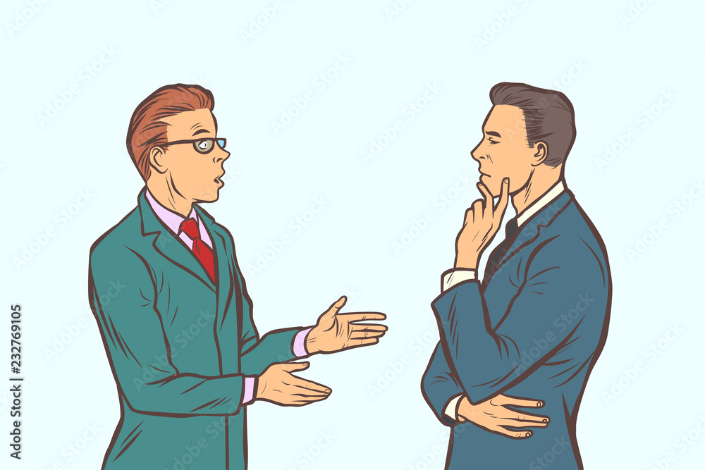 Fototapeta premium two businessmen brainstorming. collaboration teamwork