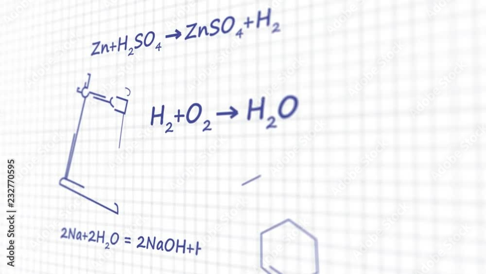 Chemical formula written on the board a white background graphic animation Chemical formula written on the board a white background graphic animation