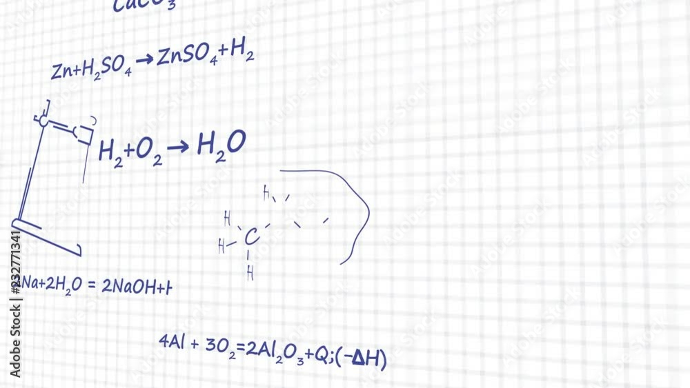 Chemistry formulas floating space in white background Chemistry formulas floating space in white background