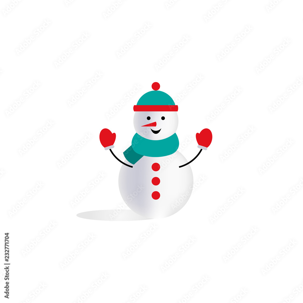 Vector illustration. Snowman isolated on white background.