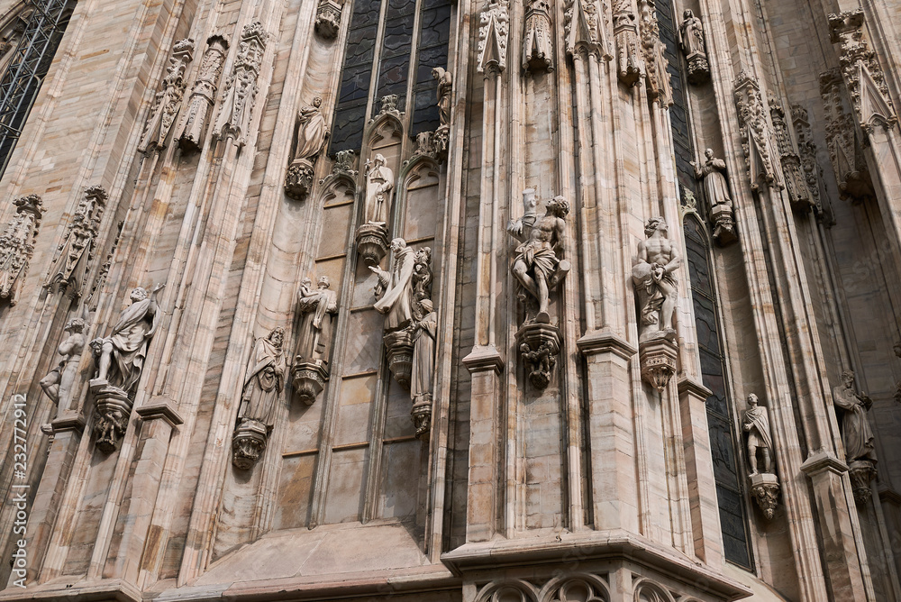 Milano, Italy - September 19, 2018 : Details of Milan cathedral
