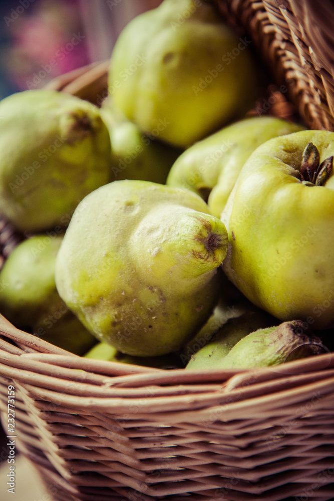 Basket full of Quince fruit