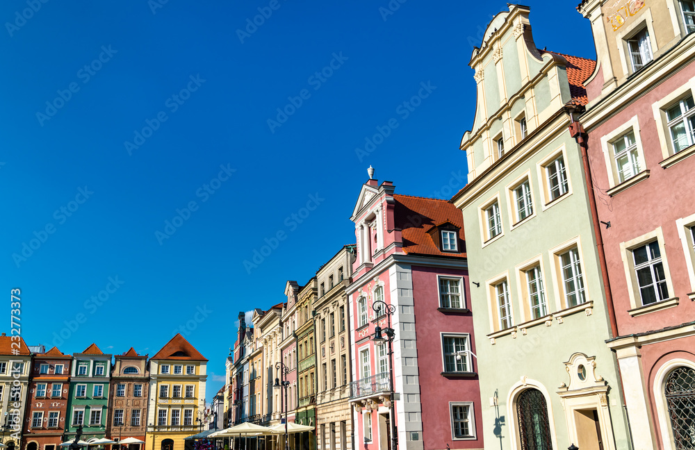 Traditional houses on the Old Market Square in Poznan, Poland