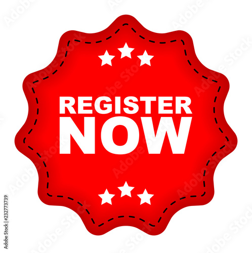 red vector banner register now