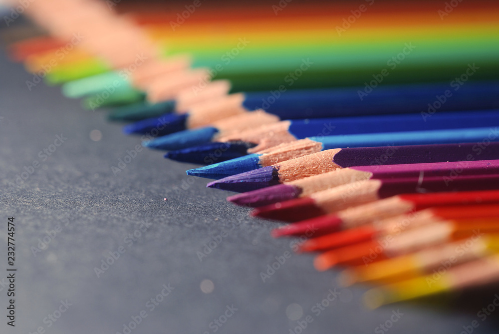 Colored Pencils on the table Colored Pencils on the table