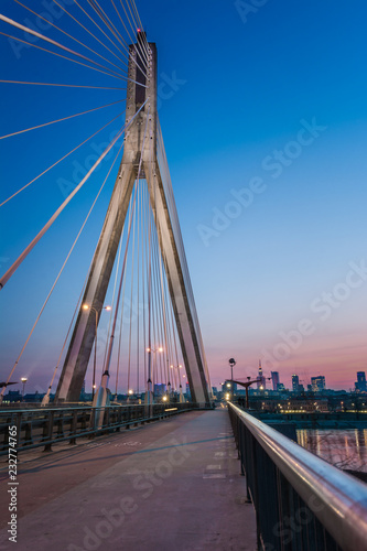 swietokrzyski bridge in warsaw sunset