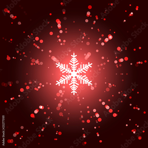 Xmas background. Snowflake in the center, confetti