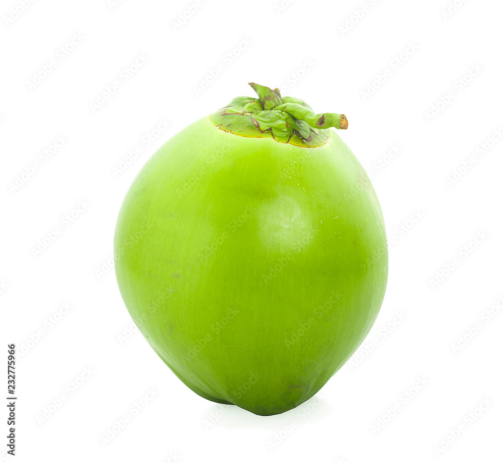 water drop green coconut isolated on white background water drop green coconut isolated on white background