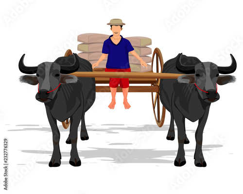 agriculturist with cart vector design