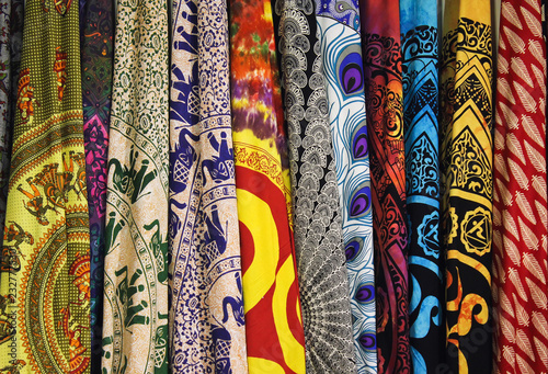 Different colorful fabrics on the market
