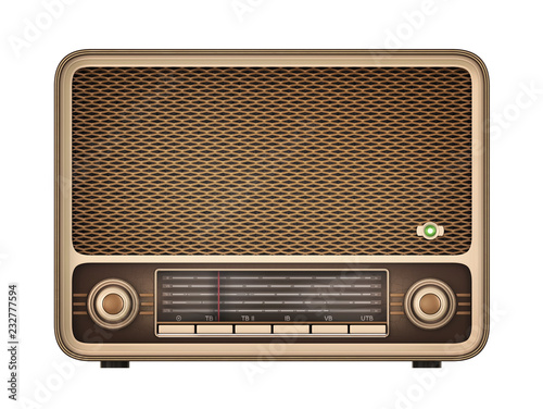 Vintage radio receiver on empty background 3d illustration