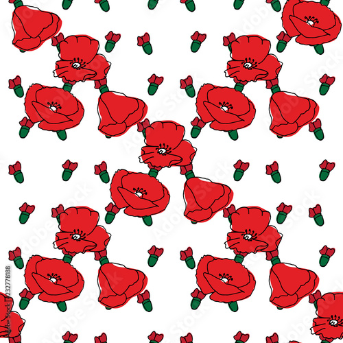 Papaver, poppy seed. Sketch. hand drawn pattern