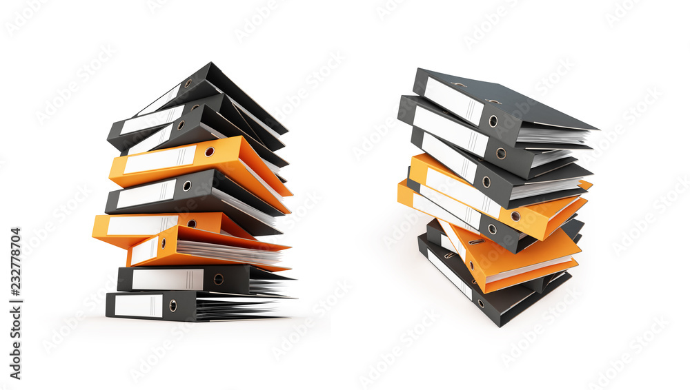 office binders on a white background 3D illustration, 3D rendering office binders on a white background 3D illustration, 3D rendering