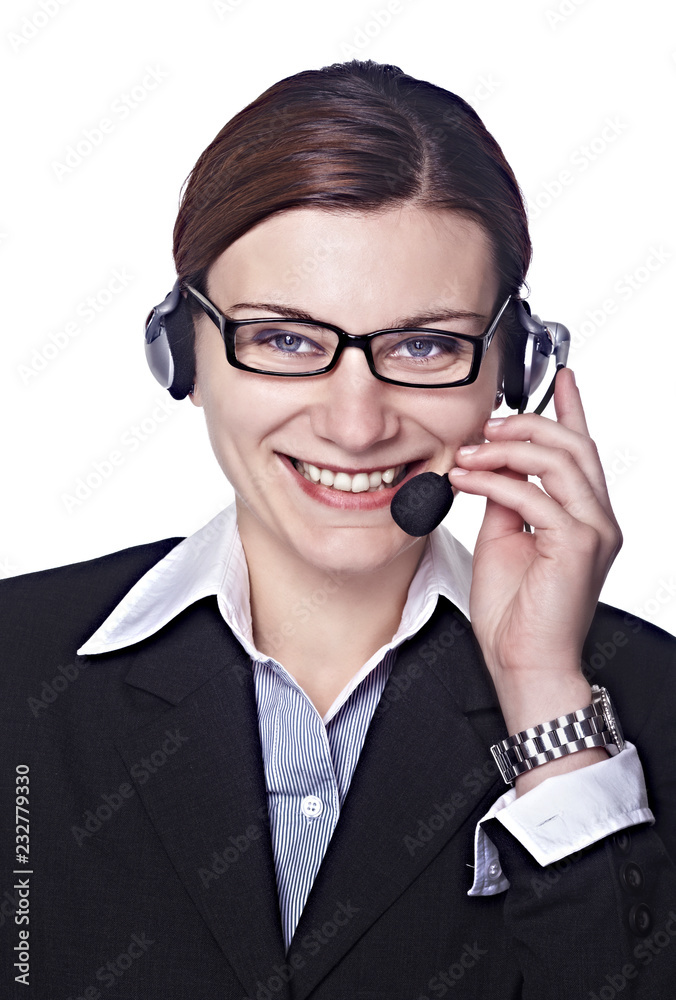 girl with headset operator support call girl with headset operator support call