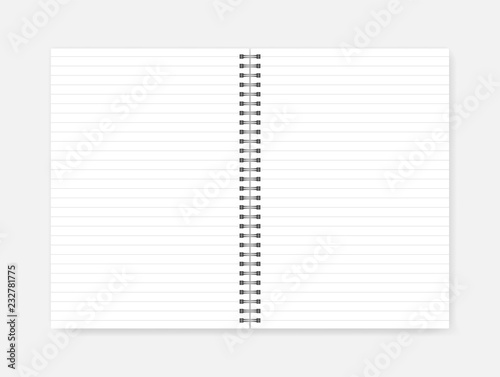 Unfolded wire bound white lined A4 notepad, vector mock-up