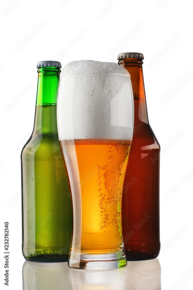 a pint of beer with two bottles a pint of beer with two bottles
