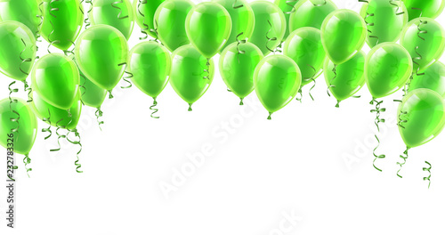 A green party balloons isolated header background