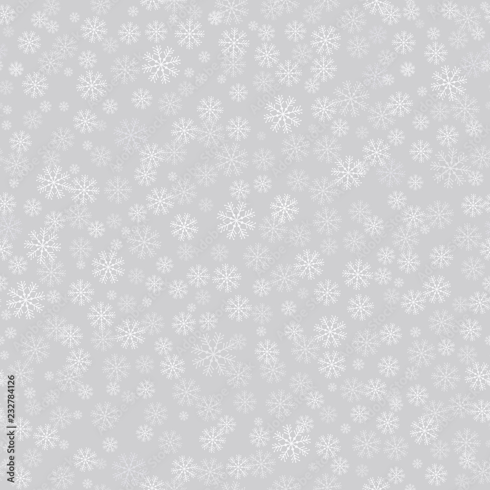 Lovely Bright Snowflakes Vector Pattern. Delicate Light Gray Background. White  Snow. Cute Simple Winter Sky. Falling Flakes. Confetti of Snowflake Shape.  Stock Vector | Adobe Stock