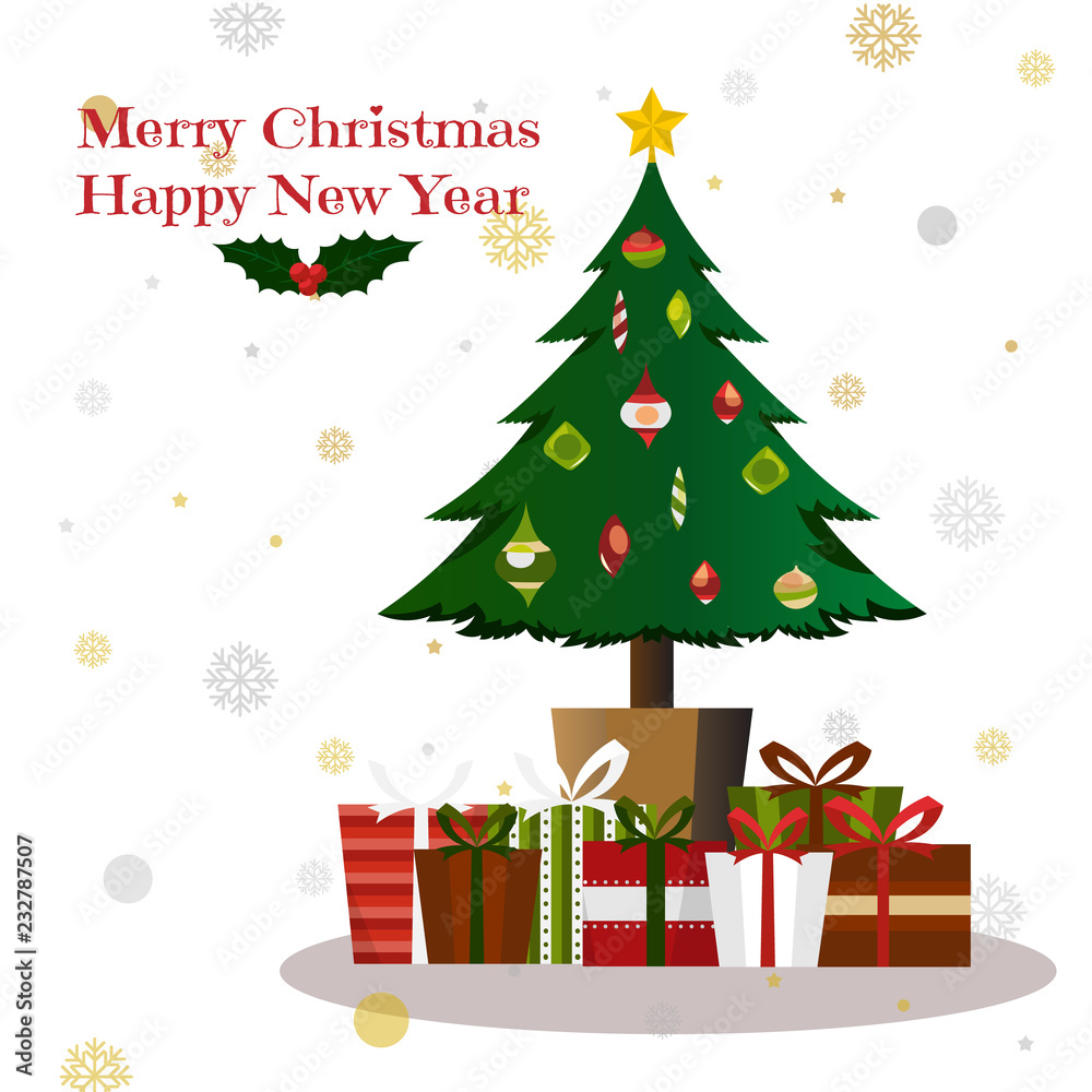Naklejka premium Merry Christmas. Happy New Year