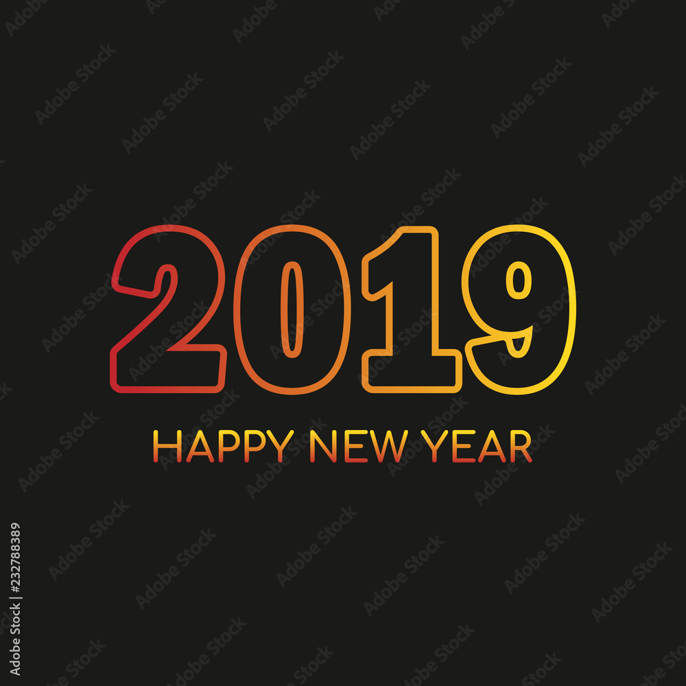 Christmas and Happy New Year 2019  gifts. Cartoon vector illustration.