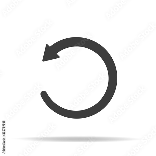 Arrow icon. Vector illustration of gray round left arrow with shadow.