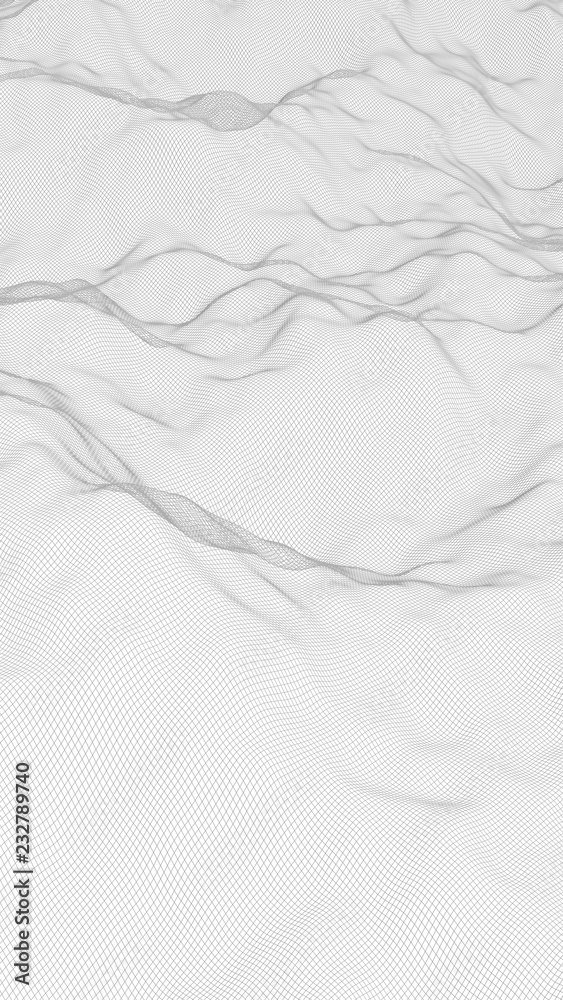 Abstract landscape on a white background. Cyberspace grid. Hi-tech network. 3d technology illustration Abstract landscape on a white background. Cyberspace grid. Hi-tech network. 3d technology illustration