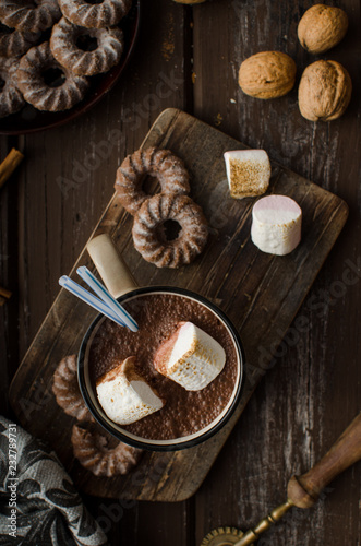 Homemade Dark Hot Chocolate with Marshmallows