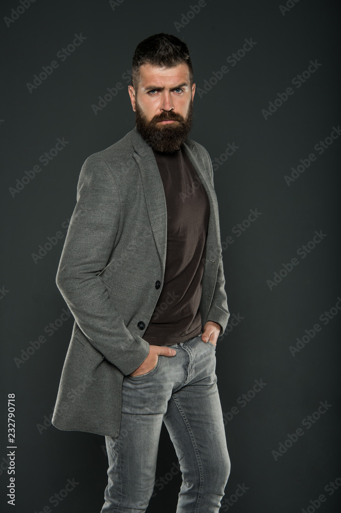 sexy brutality. Mature hipster with beard. Confident and handsome Brutal man. Hair and beard care. Male barber care. Bearded man. Young and handsome. confident and stylish. fashion model