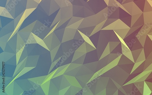 Abstract triangle geometrical green background. Geometric origami style with gradient. 3D illustration