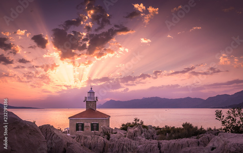 Beautiful sunset in Makarska, Croatia