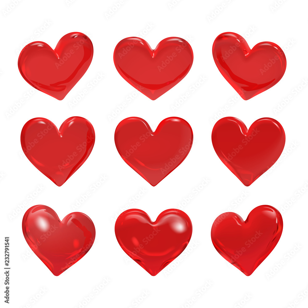Red glass hearts rotate rotate 9 degrees Red glass hearts rotate rotate 9 degrees