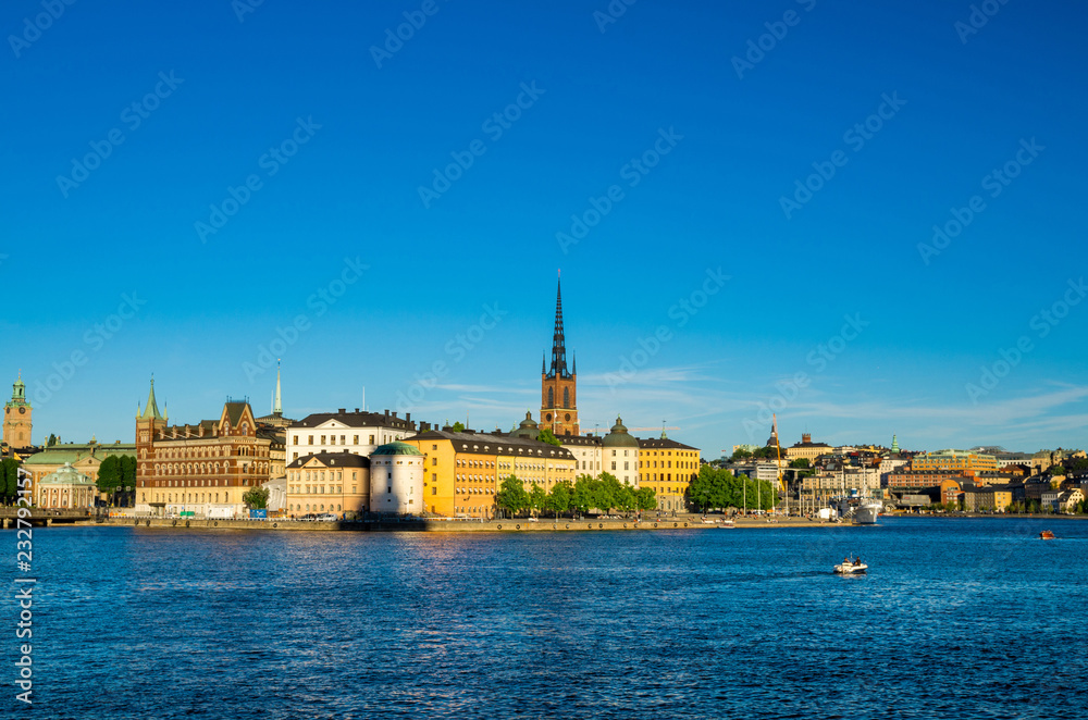 Riddarholmen island with Riddarholm Church spires, Stockholm, Sweden