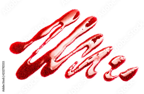 Glitter smear for women's lips on a white background.
