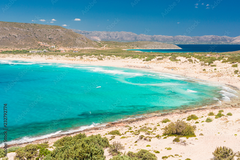 Simos beach viewed form a ridge, Elafonissos Island, Laconia Region, Peloponnese, Greece Simos beach viewed form a ridge, Elafonissos Island, Laconia Region, Peloponnese, Greece
