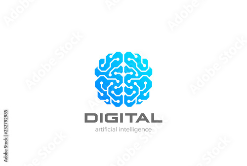 Brain Artificial Intelligence Logo design vector. AI Brainstorm